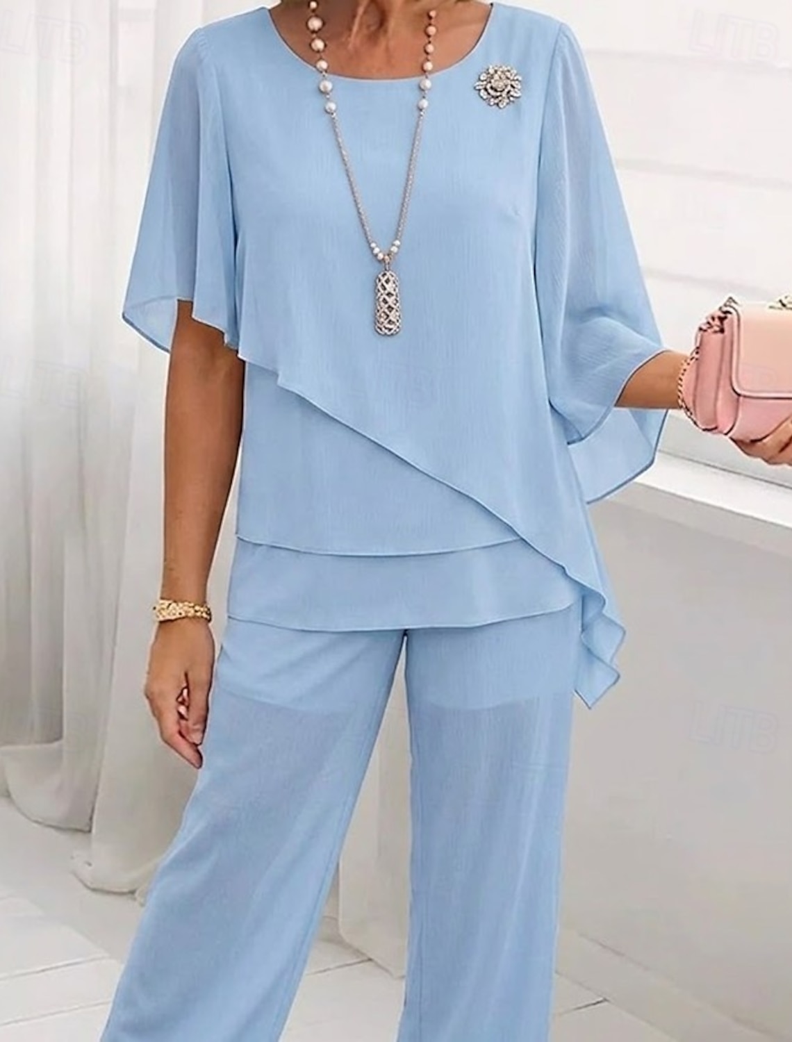 Women's Mini Dress Chiffon Dress Wedding Guest Dress Tiered Dress Fashion Modern Outdoor Holiday Going out Regular Fit Plain Half Sleeve Crew Neck Blue Black Pink Spring Fall