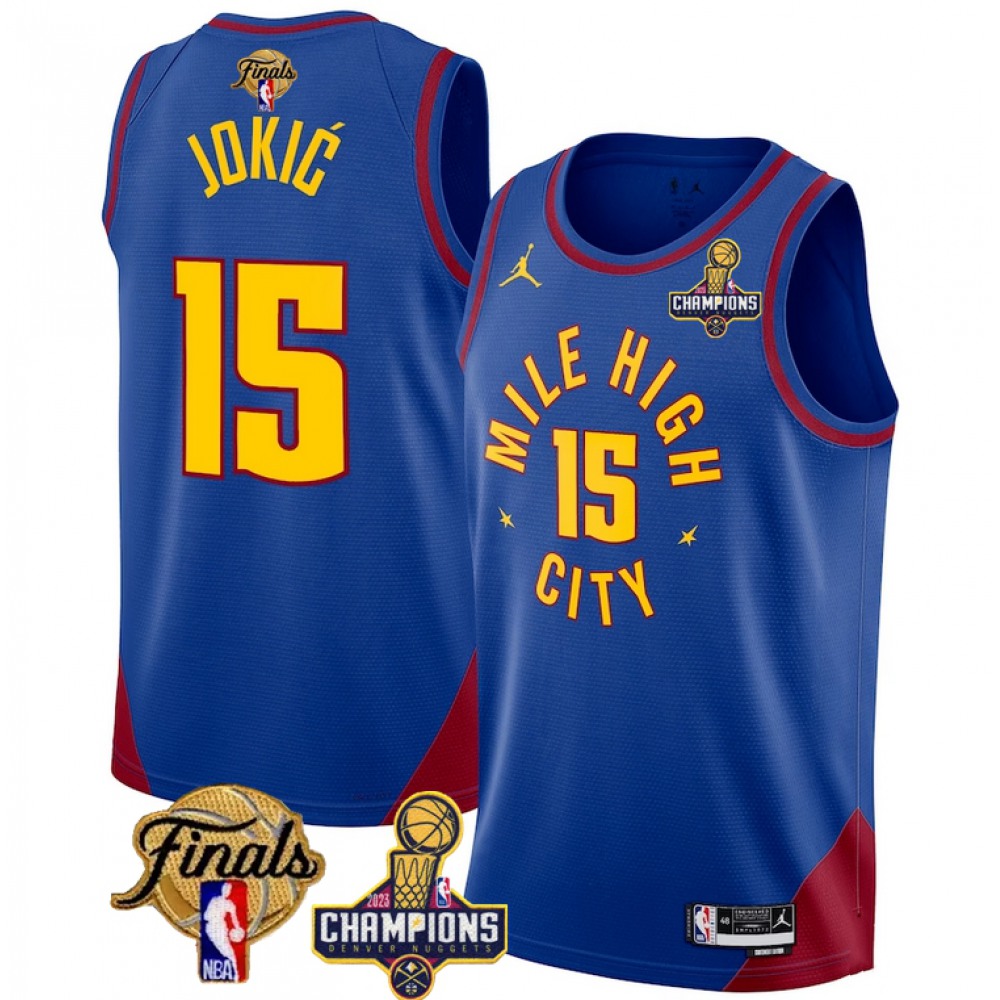 Premium Nikola Jokic15 Denver Nuggets Jersey Blue - - NBA Collection