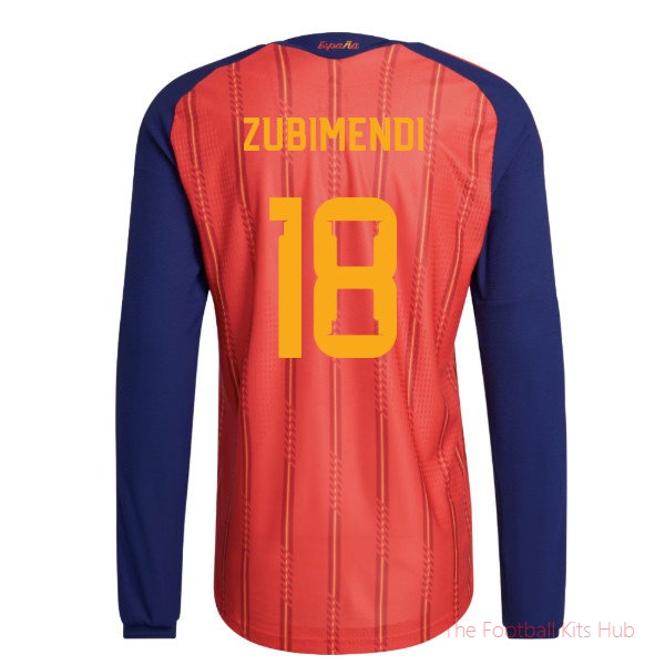 2026-2027 Spain Authentic Long Sleeve Home Shirt (Zubimendi 18)