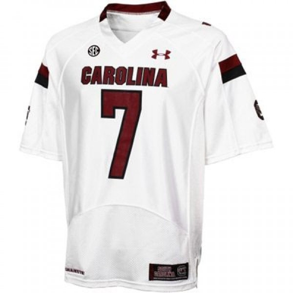 Men South Carolina Gamecocks #7 Jadeveon Clowney White Under Armour Stitch Jersey