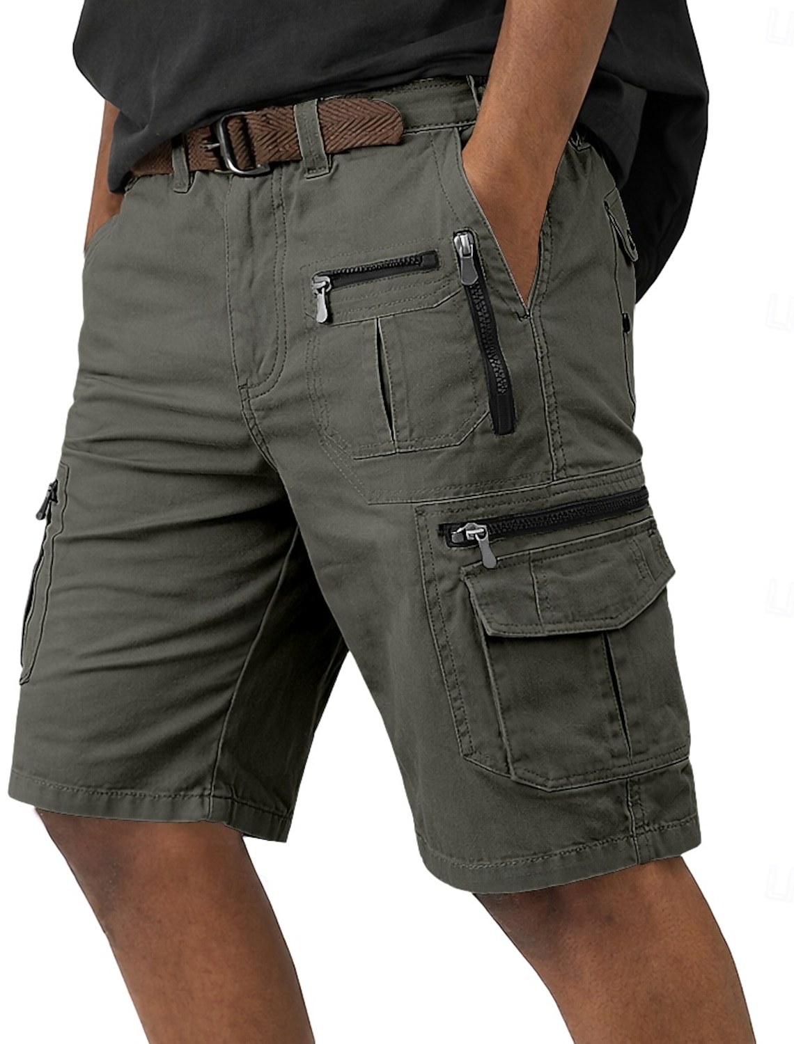 Men's Tactical Cargo Shorts Casual Pocket Elastic Waist Plain