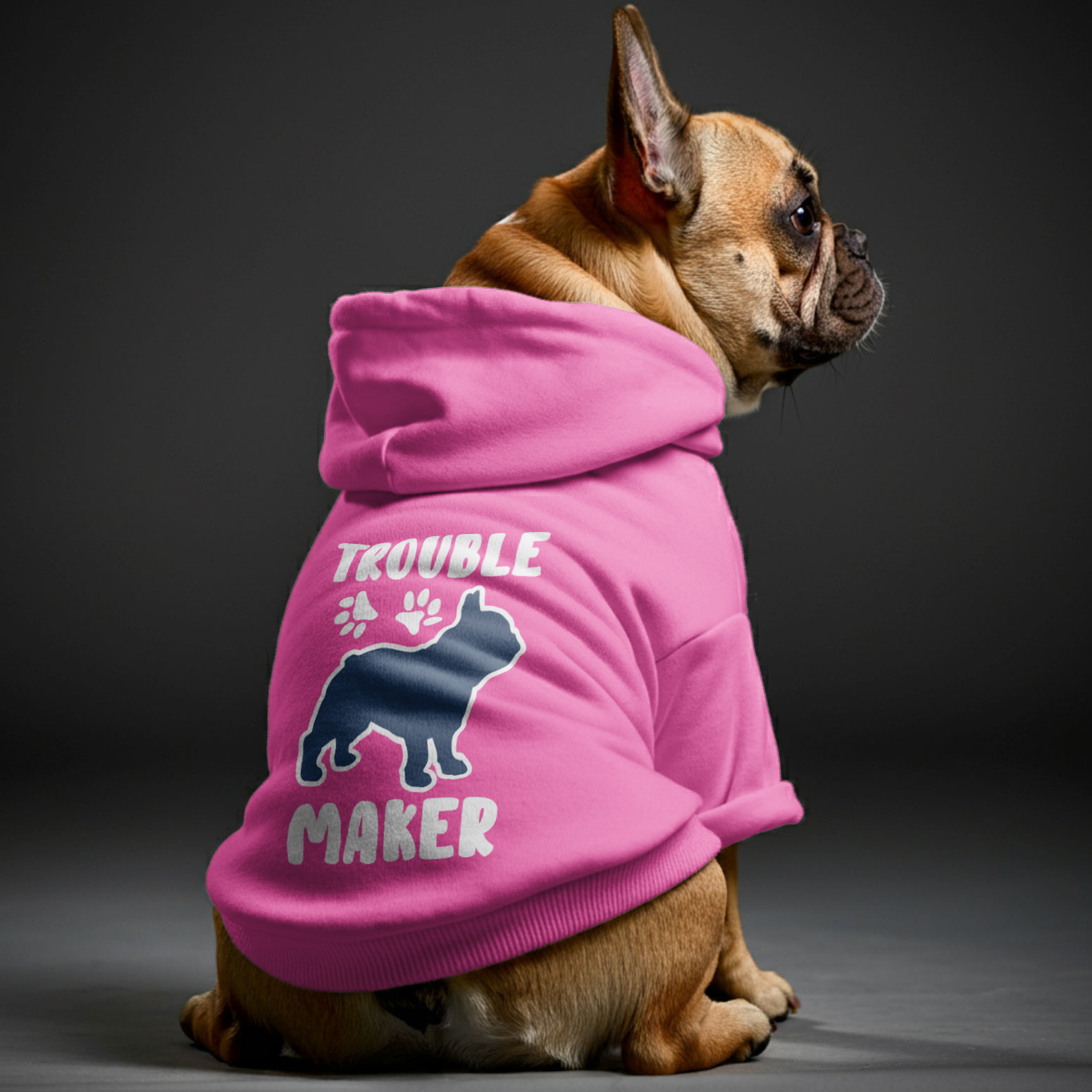 Trouble Maker - Stylish Personalized French Bulldog Hoodies With Funny Quotes – Stylish, Cozy, And Premium 100% Cotton For Frenchie Fans