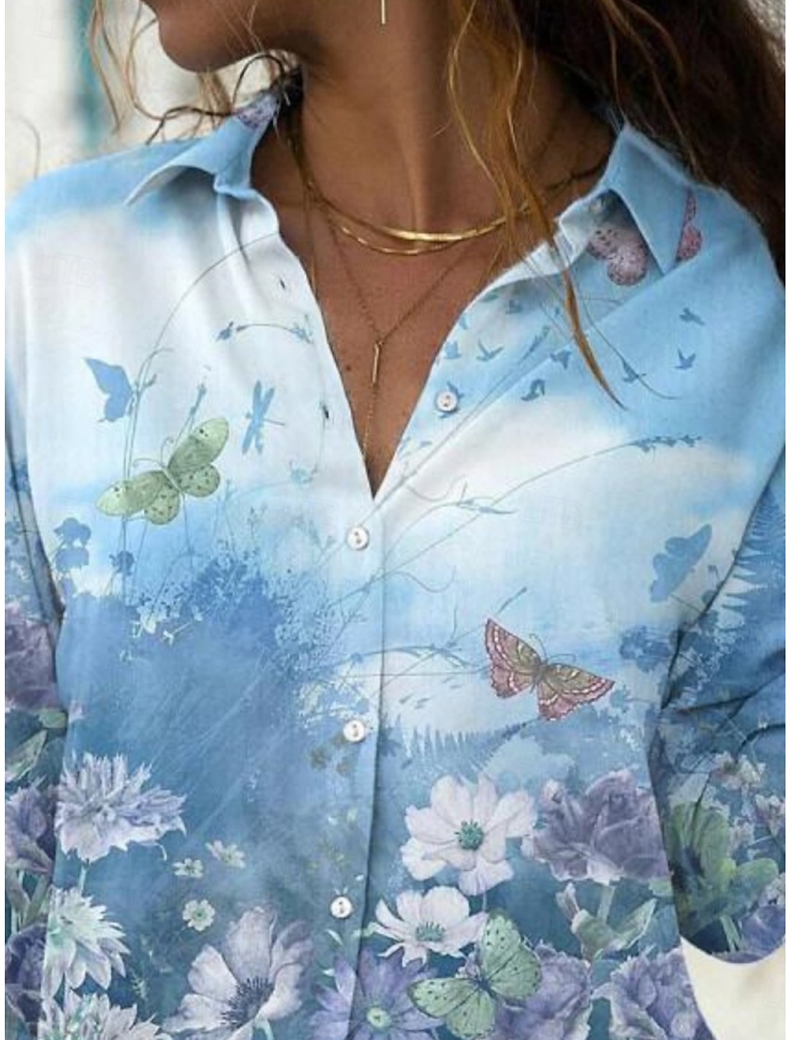 Women's Shirt Blouse Stylish Casual Floral Regular Tops Long Sleeve Shirt Collar Buttons Print Regular Fit Daily Summer Spring
