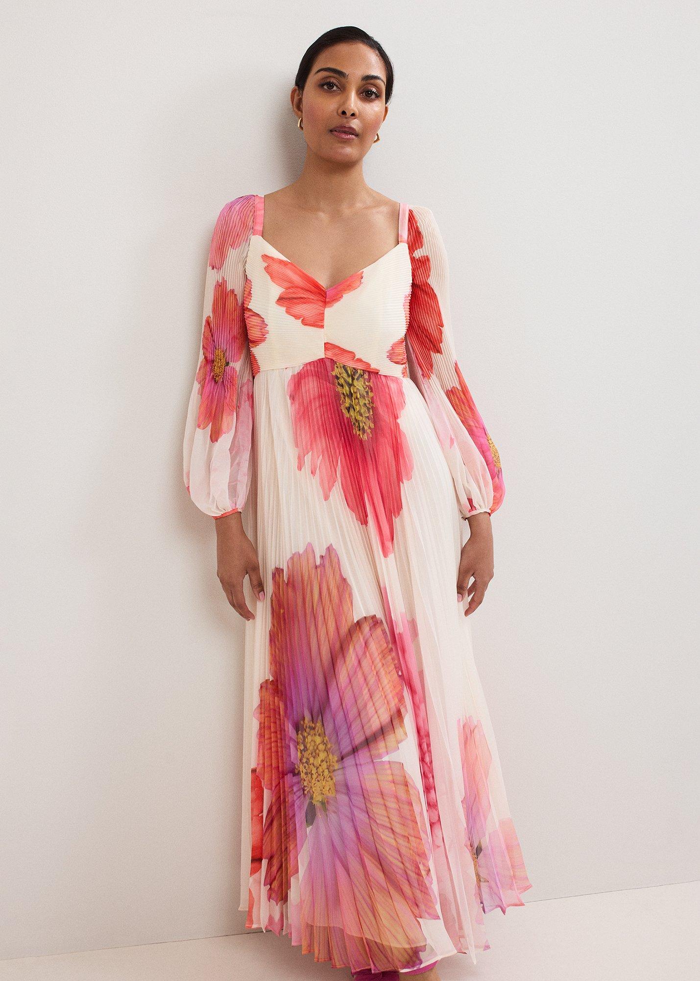 Petite Reanna Pleated Floral Maxi Dress