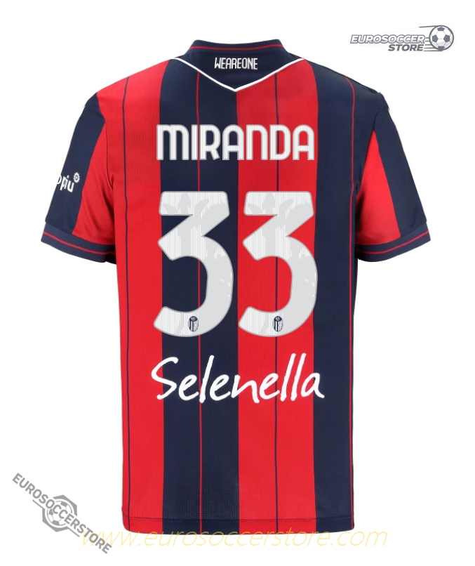 Bologna's 25-26 Home Jersey, featuring MIRANDA with the number 33