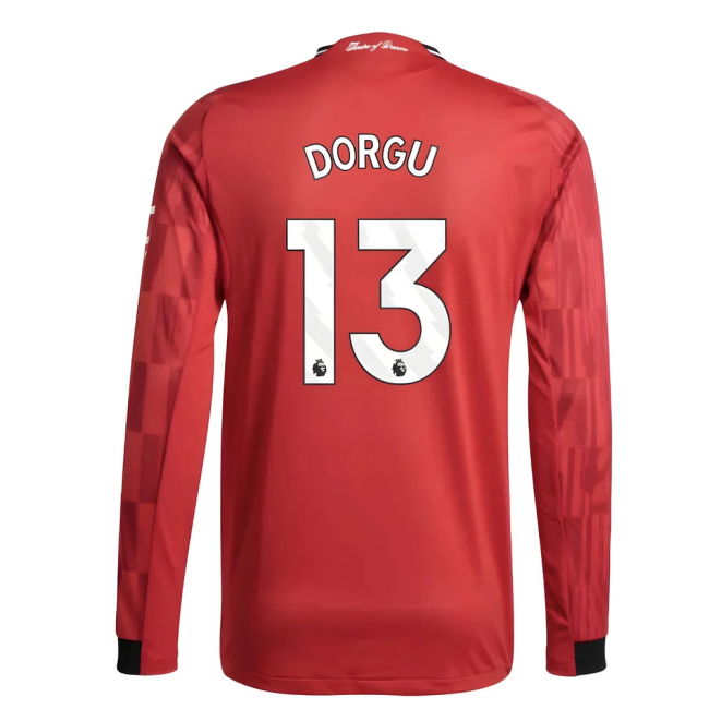 2025-2026 Man Utd Authentic Long Sleeve Home Top (Dorgu 13)