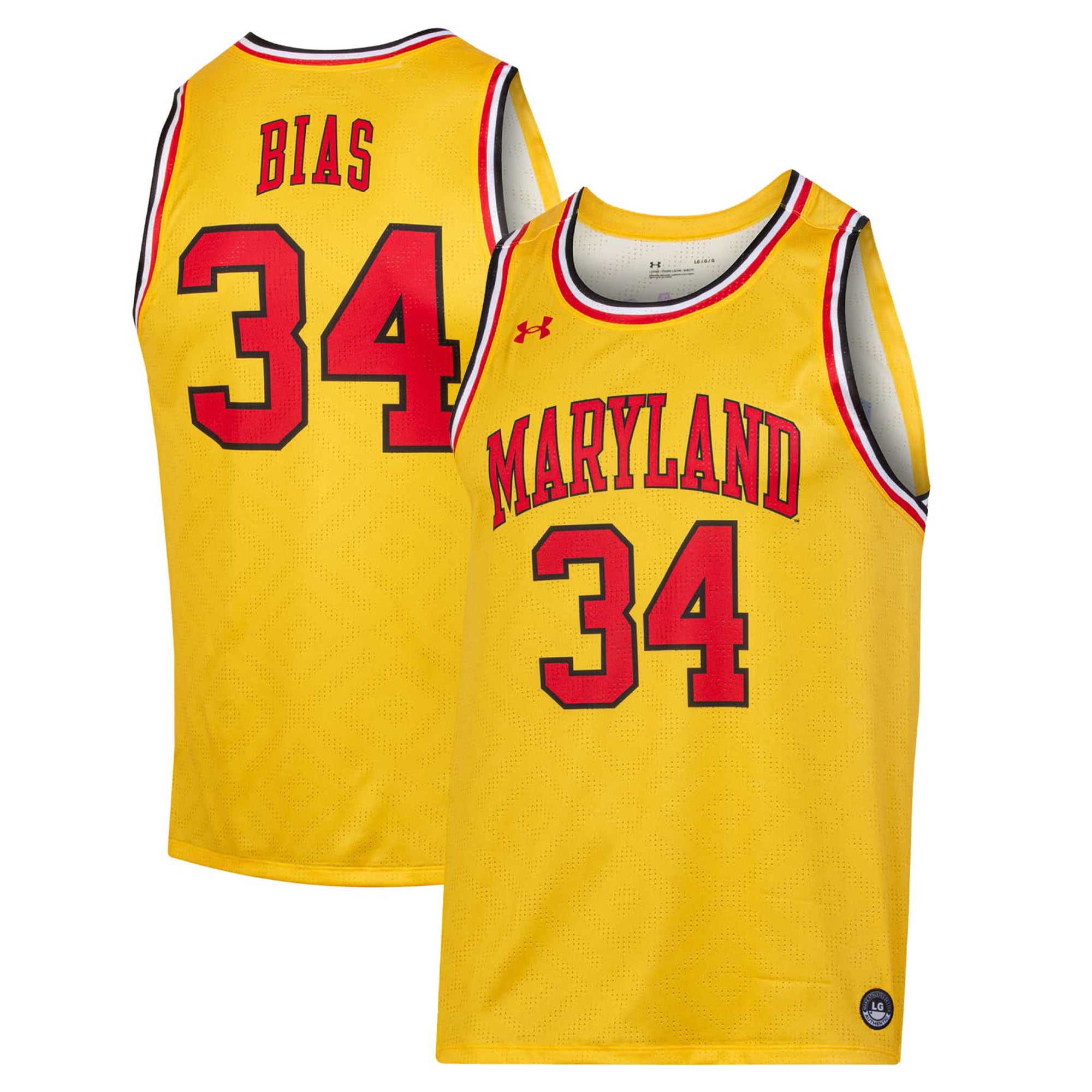 Len Bias Maryland Terrapins Under Armour Replica Player Jersey - Gold