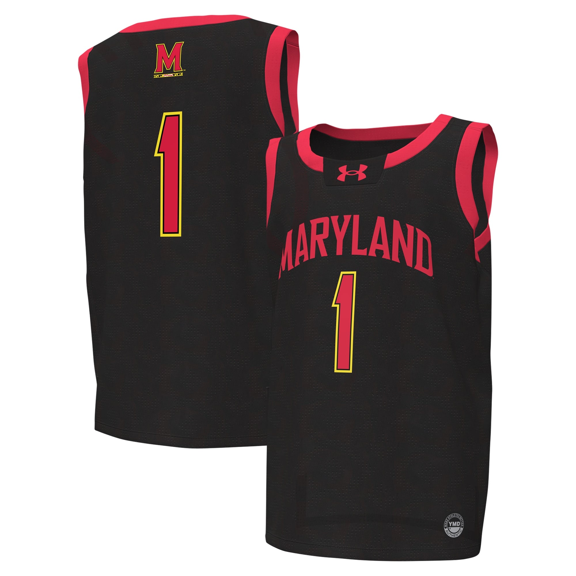 #1Maryland Terrapins Under Armour Youth Replica Basketball Jersey - Black