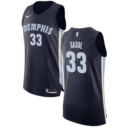 Nike Memphis Grizzlies #33 Marc Gasol Navy Blue NBA Authentic Icon Edition Jersey Mens