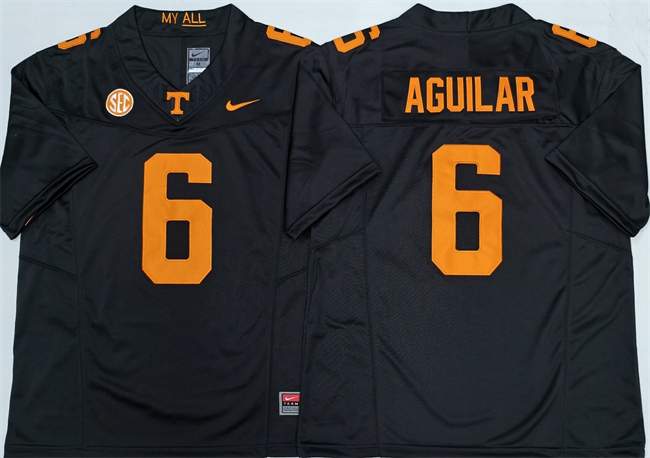 Men's None Joey Aguilar #6 authentic Black 2025 home jersey Jersey