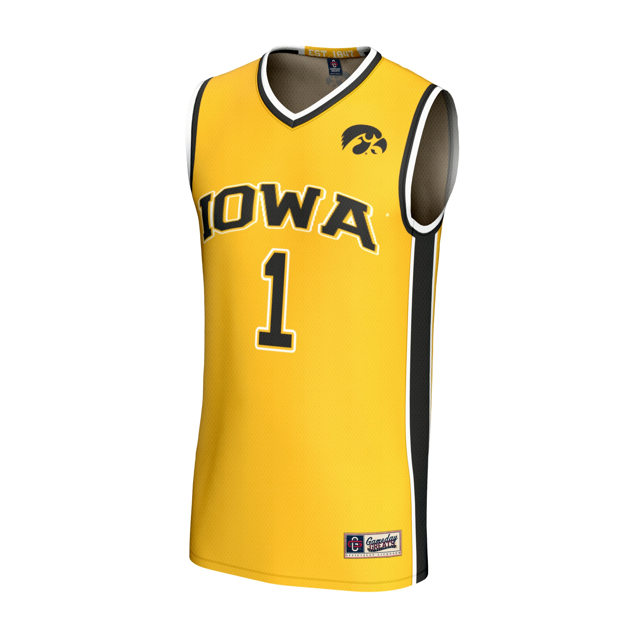 [DDG] Iowa Hawkeyes GameDay Greats Unisex Lightweight Collegiate Basketball Fashion Jersey - Gold