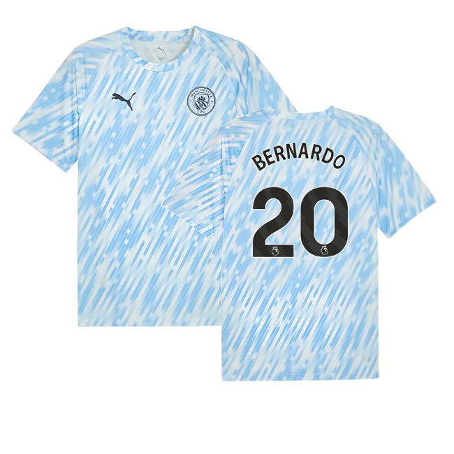 2025-2026 Man City Warm Up Jersey (Silver Sky) (Bernardo 20) (Colle...