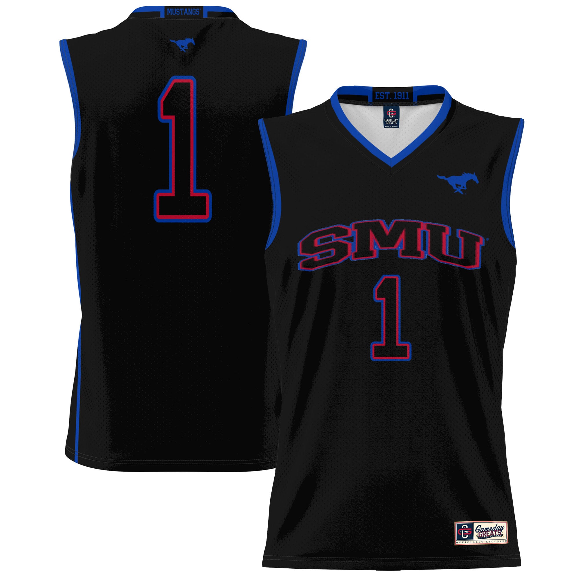 #1 SMU Mustangs GameDay Greats Unisex Lightweight Basketball Jersey - Black
