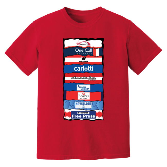 Premium-Quality Doncaster Sponsor History T-Shirt (Red)