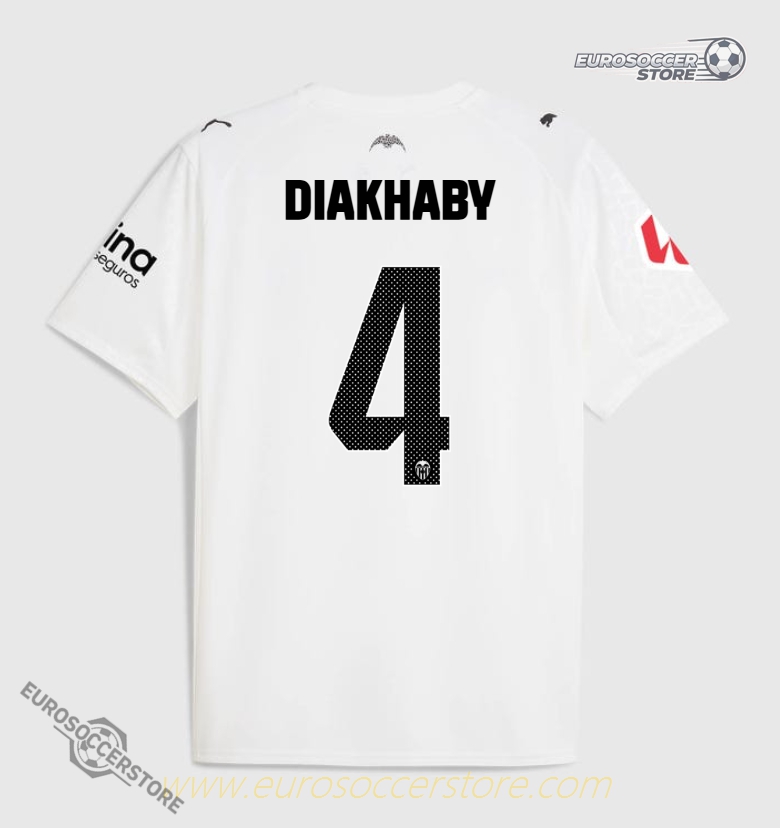 Valencia CF 25-26 Season Home Jersey Featuring DIAKHABY #4