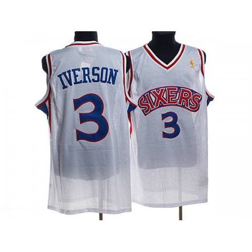 76ers White Philadelphia 76ers #3 Mitchell And Ness Jersey -