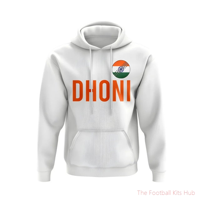 MS Dhoni India Name Hoody (White)