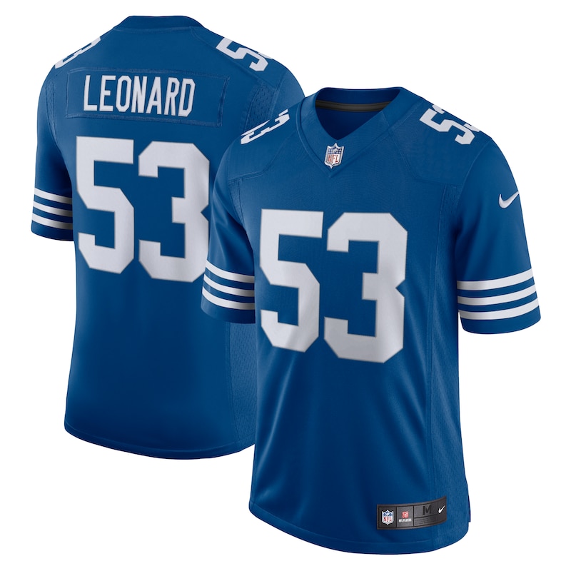 None Mens Nike Darius Leonard Royal IND Colts Championship High-Qua...