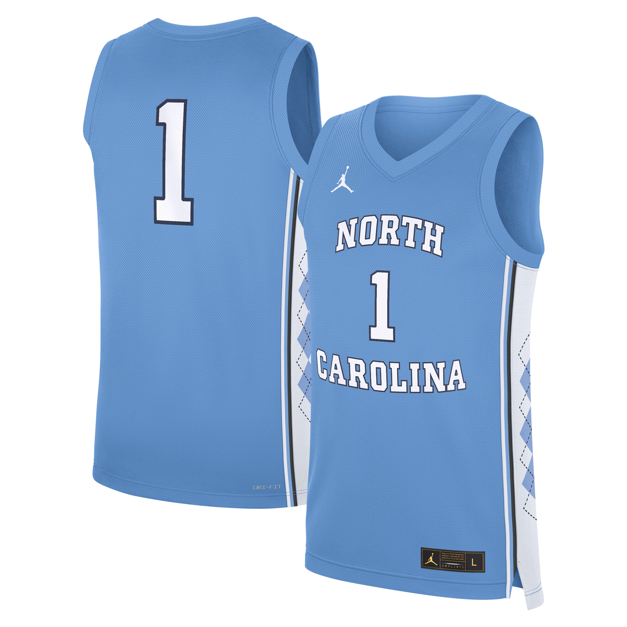 [NJP] North Carolina Tar Heels Road Replica Basketball Jersey - Carolina Blue