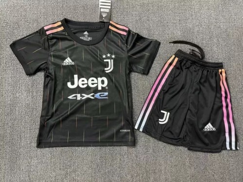Match Quality Kids Juventus 21-22 Away Black Football kit ShirtShorts