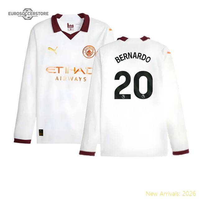 Premium 2023-2024 Man City Long Sleeve Away Shirt (bernardo 20)