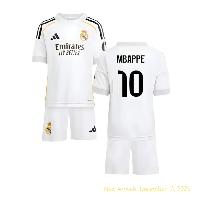 2025-2026 Real Madrid RM Durable Home Mini Kit (Mbappe 10) -