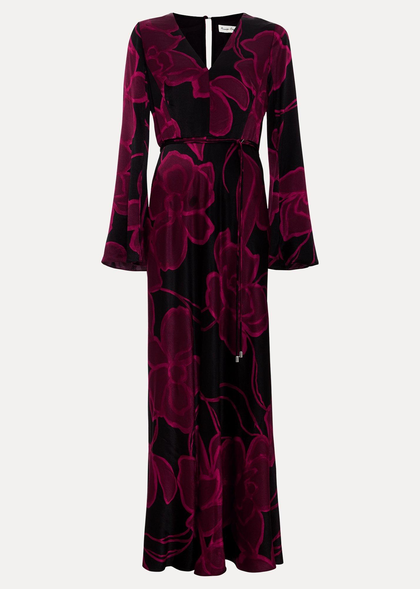 Rhea Printed Satin Maxi Dress