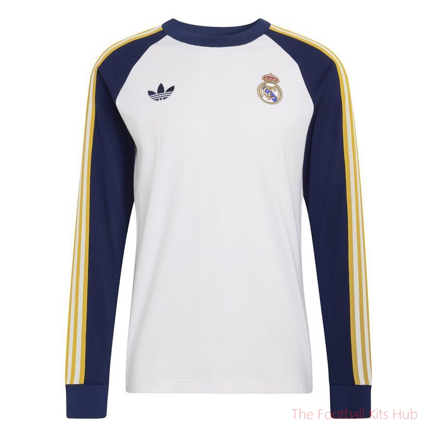 Real Madrid T-Shirt OG - White/Dark Blue Long Sleeves
