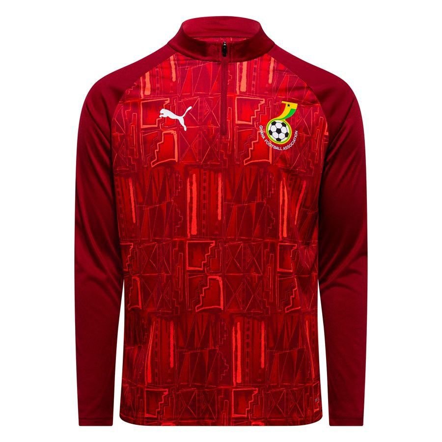 Ghana Training Shirt Pre Match 1/4 Zip World Cup 2026 - Dark Crimson/Puma Red