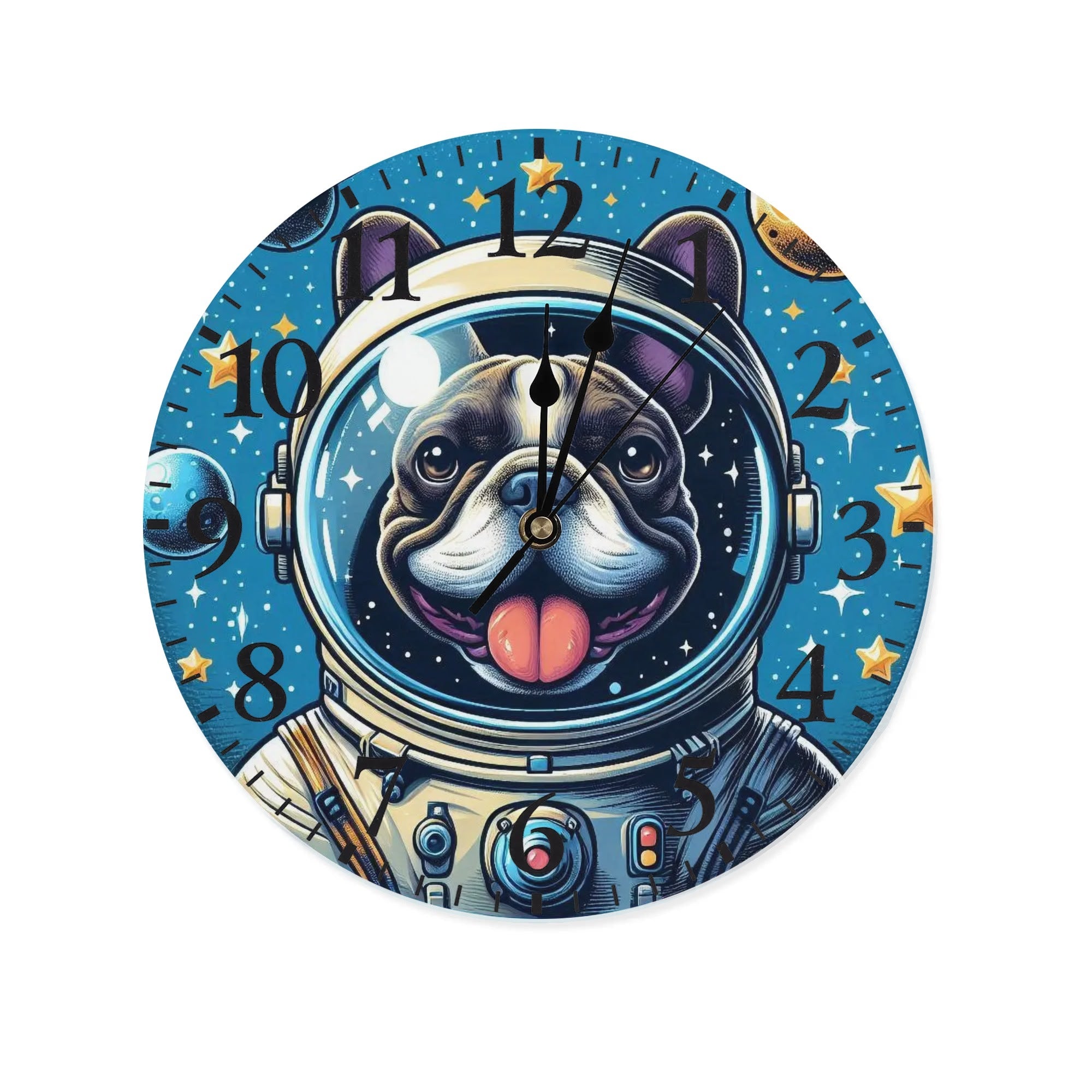 Bulldog Gracie - Frenchie Frameless Wall Clock Winter Wear