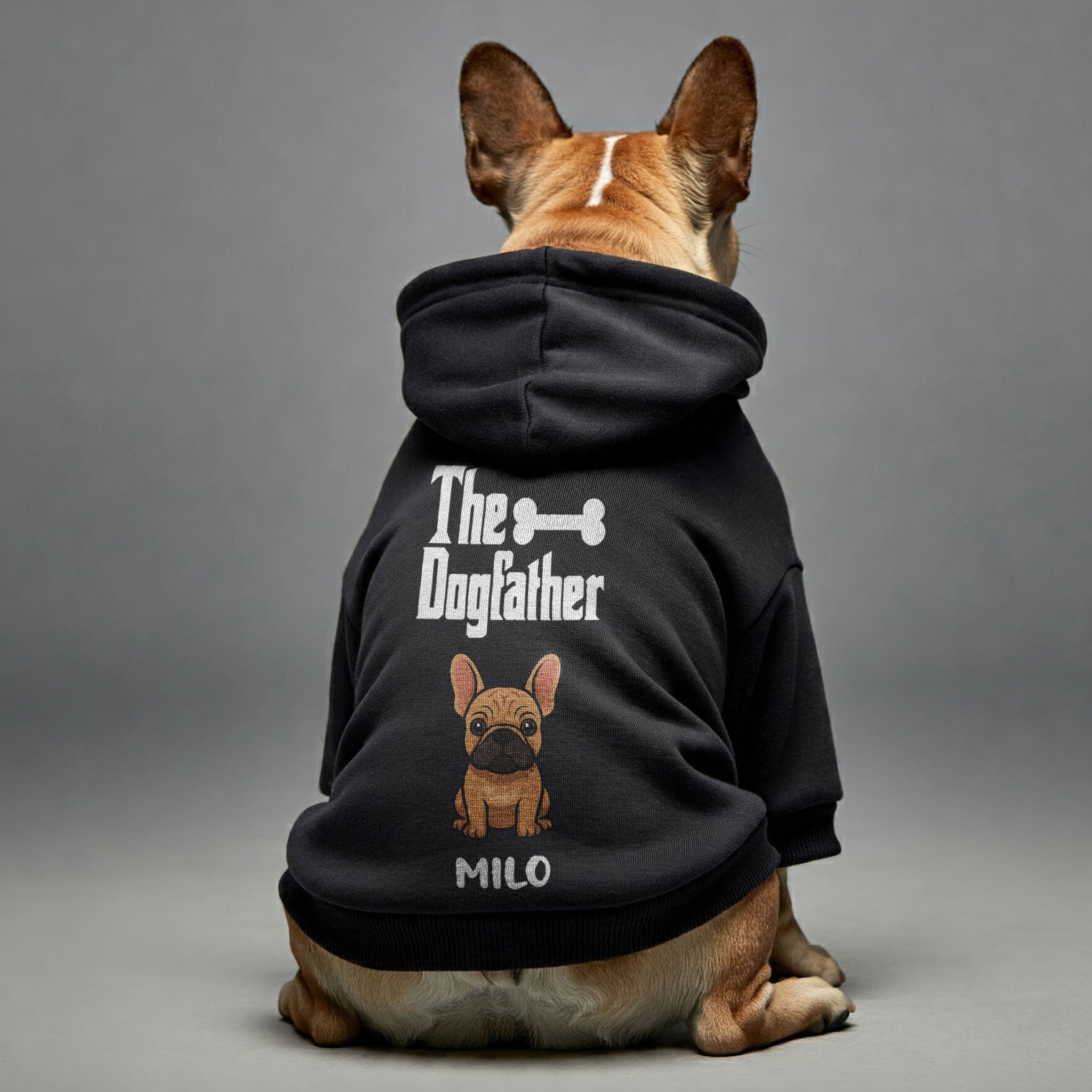 The Dogfather - Trendy Personalized French Bulldog Hoodies With Funny Quotes, Custom Name, And Custom Clipart Matching Your Frenchie's Color – Stylish, Cozy, And Premium 100% Cotton Pet Owner Apparel