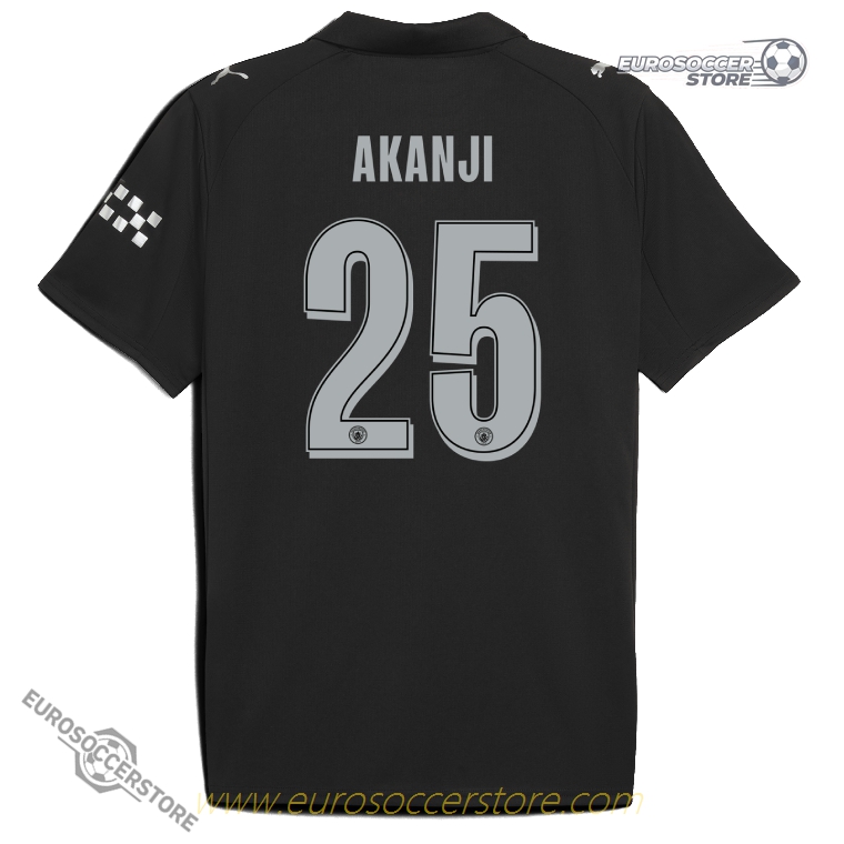Manchester City's 2025-26 UEFA Champions League Away Jersey, featuring AKANJI with the number 25
