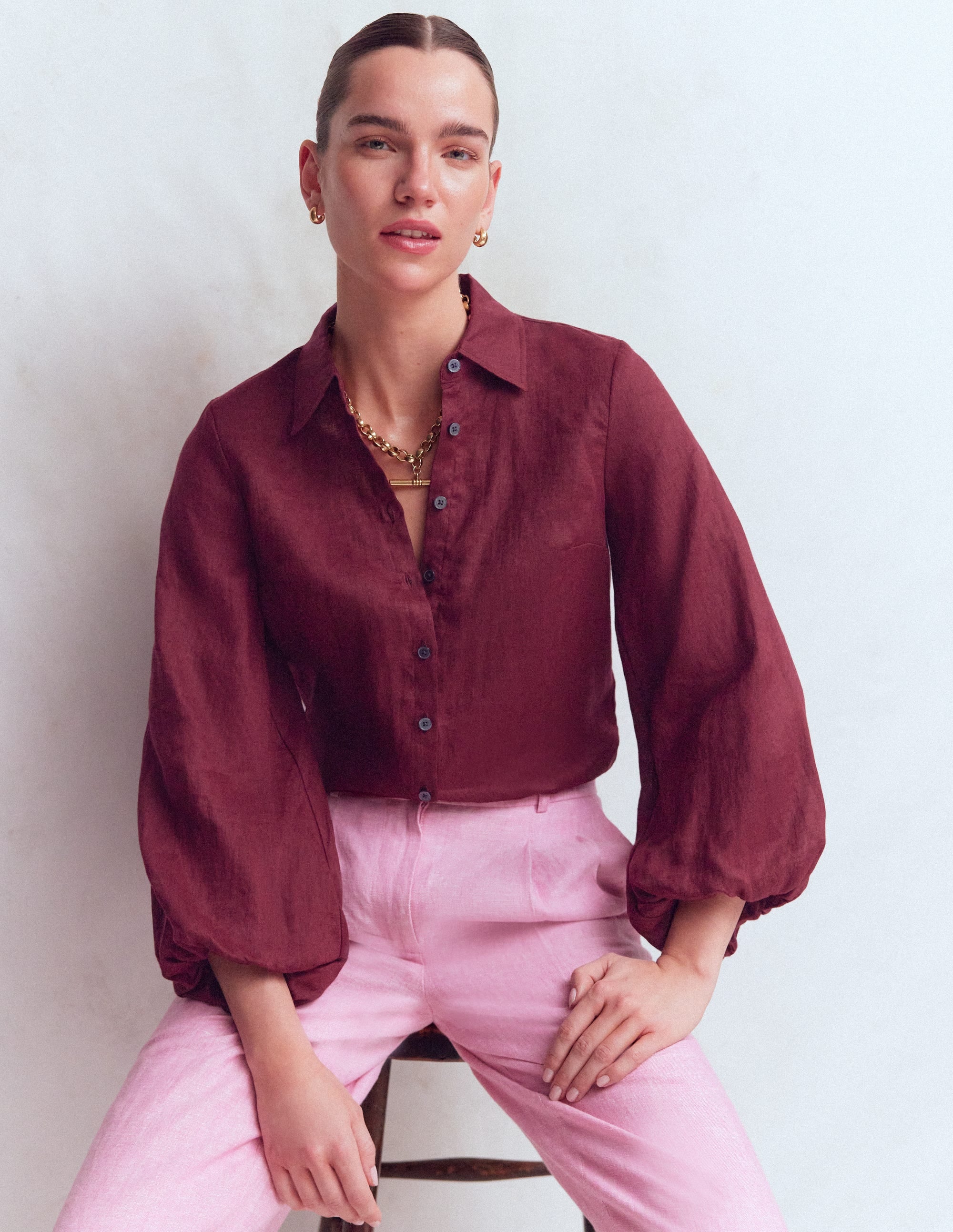 Puff Sleeve Linen Shirt