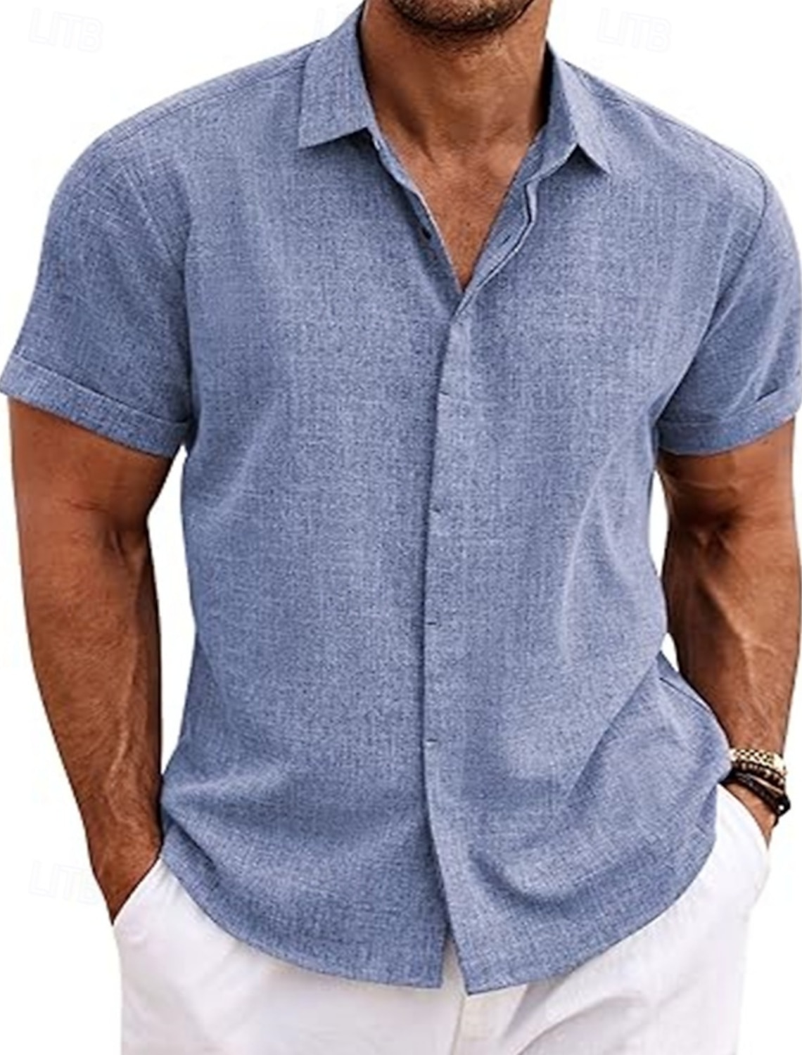 Men's Shirt Casual Black White Light Green Pink Wine Short Sleeve