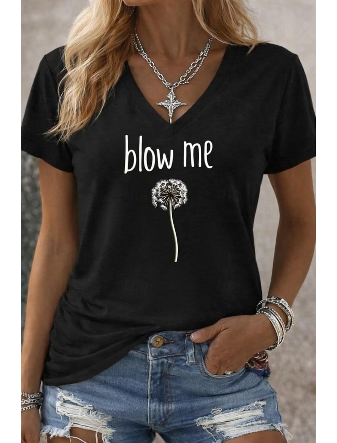 Women's T Shirt Funny Humor Quotes Stylish Classic Casual Short Sleeve V Neck Regular Tops Daily Going out Weekend Black White Light Green Summer Spring Fall Winter