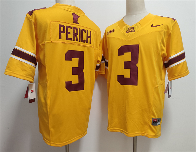 Men's None Yellow 2024 replica Koi Perich #3 embroidered Jersey