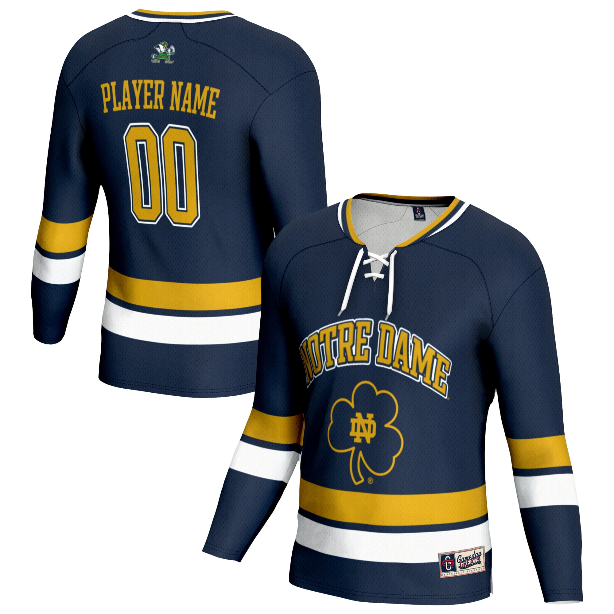 [NJP] Notre Dame Fighting Irish GameDay Greats NIL Pick-A-Player Lightweight Men's Hockey Jersey - Navy