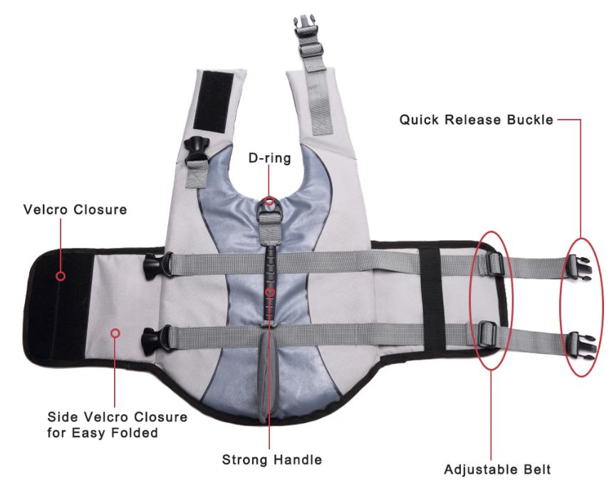 For French Bulldogs : Shark Life Vest (ws57) Outdoor Use | Comfort Fit