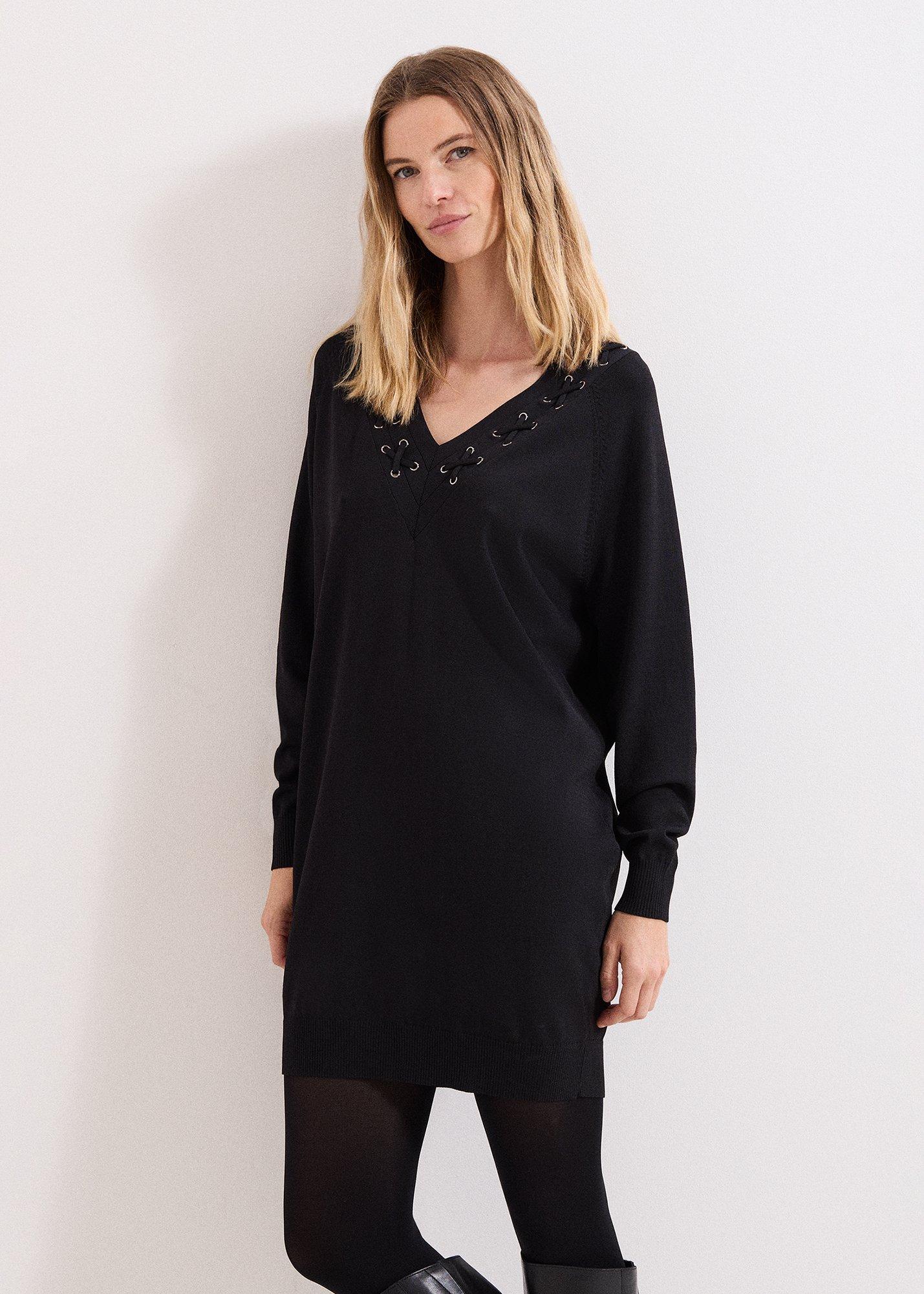 Senita Black Tunic With Neck Detail
