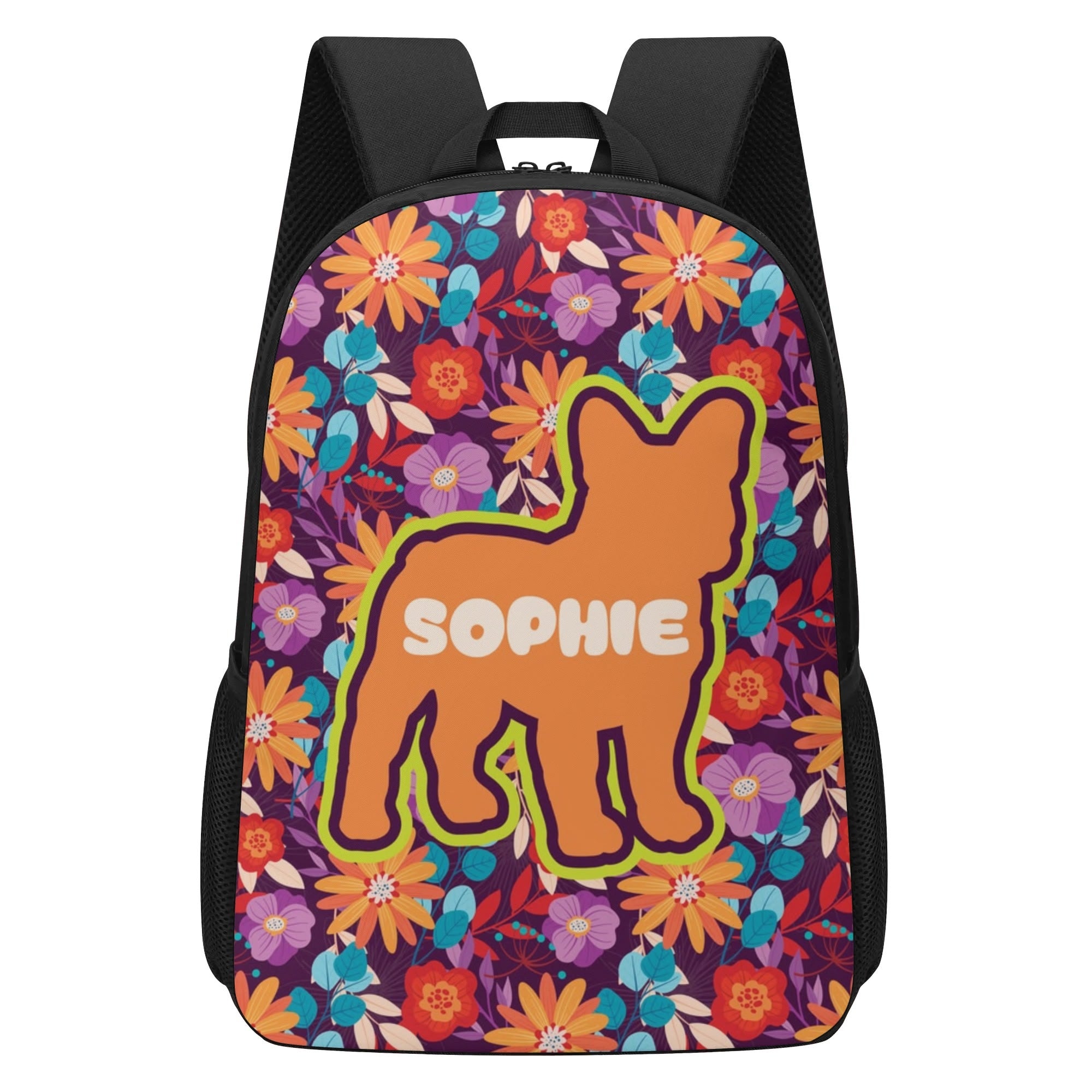 French Bulldog 17 Inch School Backpack With Custom French Bulldog Name Durable Dog Item