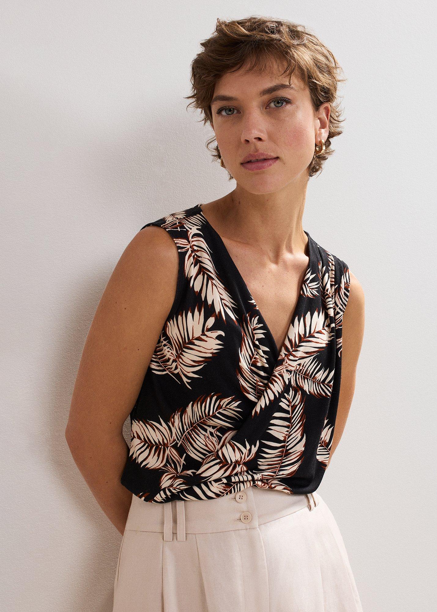 Sutton Printed Draped Top