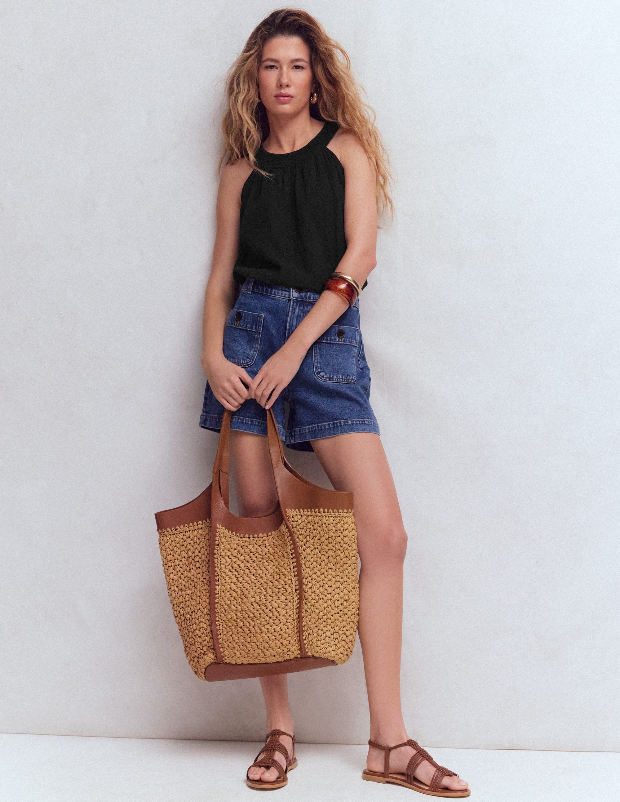 Halter-neck Double Cloth Top