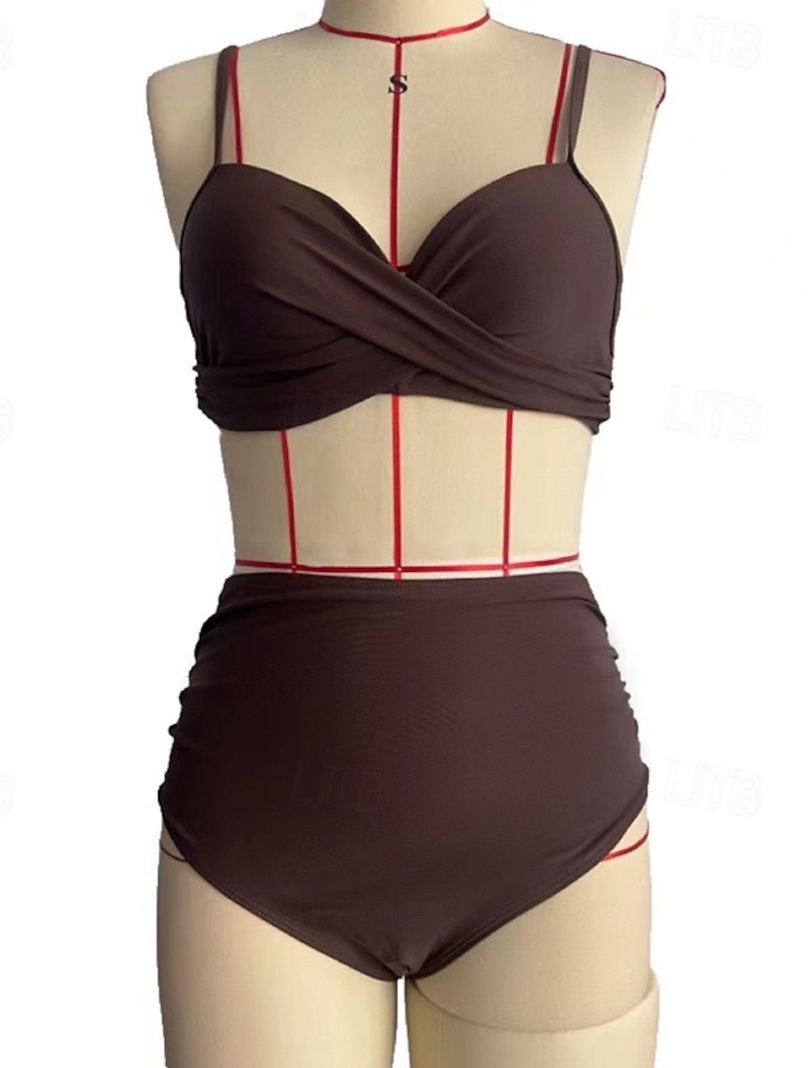 Women's Ruched Swimsuit Bikini Sets Swimwear Solid Colored Swimwear Light Pink Black Breathable Sleeveless - Surfing Beach Swimming Summer