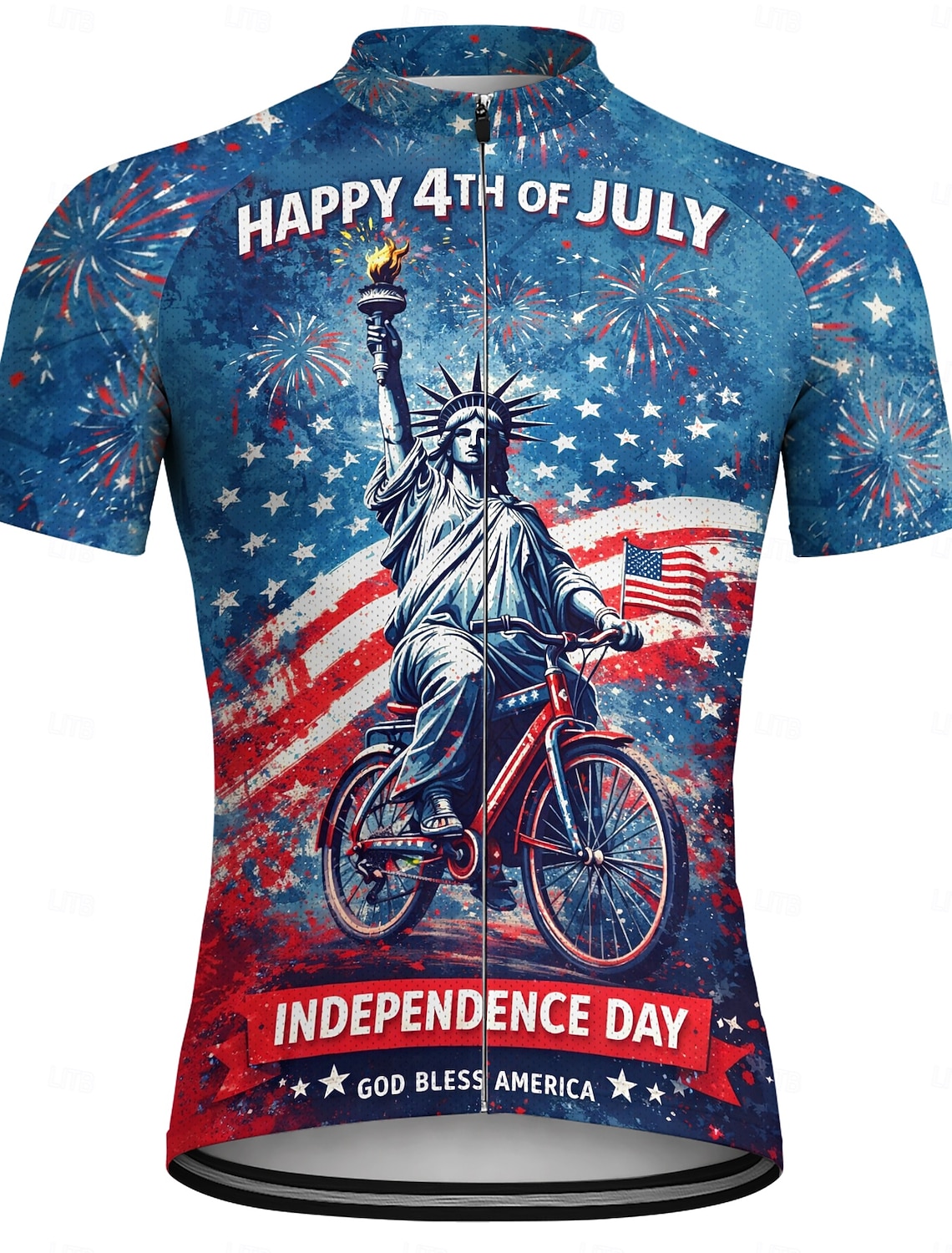 America's 250th Anniversary Independence Day American National Day Men Cycling Jersey American US Flag Flag / National flag Short Sleeve Bike Jersey Top with 3 Rear Pockets Mountain Bike MTB Road