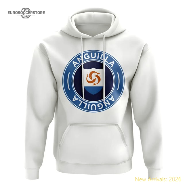 Premium-grade Anguilla Football Badge Hoodie (white) - Supporter Edition