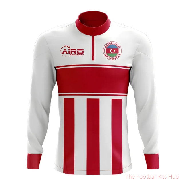 Azerbaijan Concept Football Half Zip Midlayer Top (White-Red)