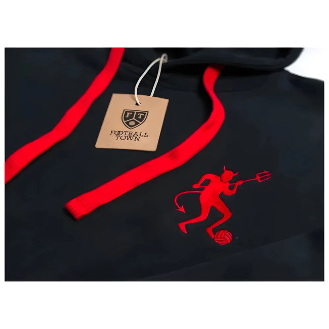 Top-Quality Man Utd Manchester Retro Football Hoodie The Devil (Black)