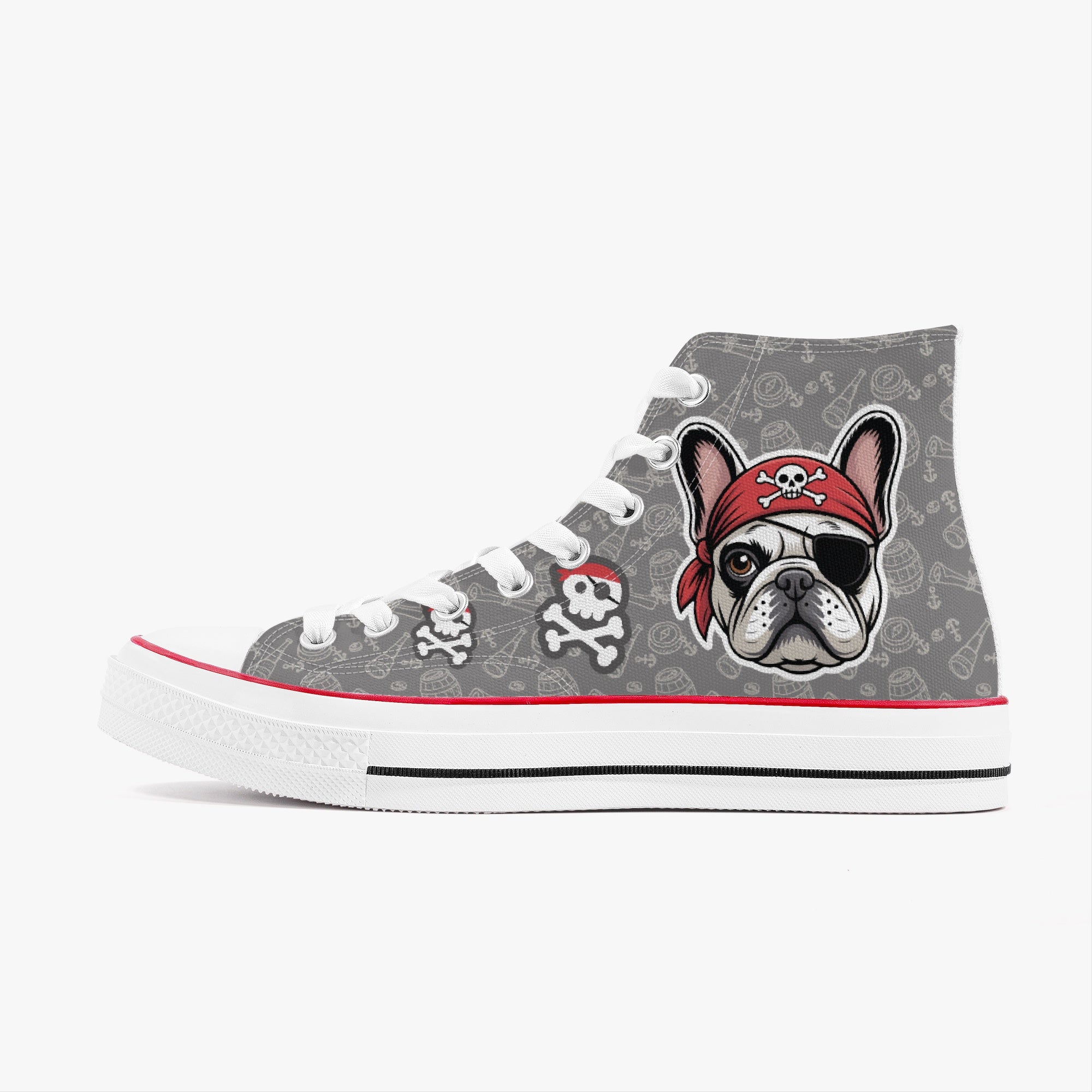 French Bulldog Brooklyn High Top Canvas Shoes Frenchie Paw Protection