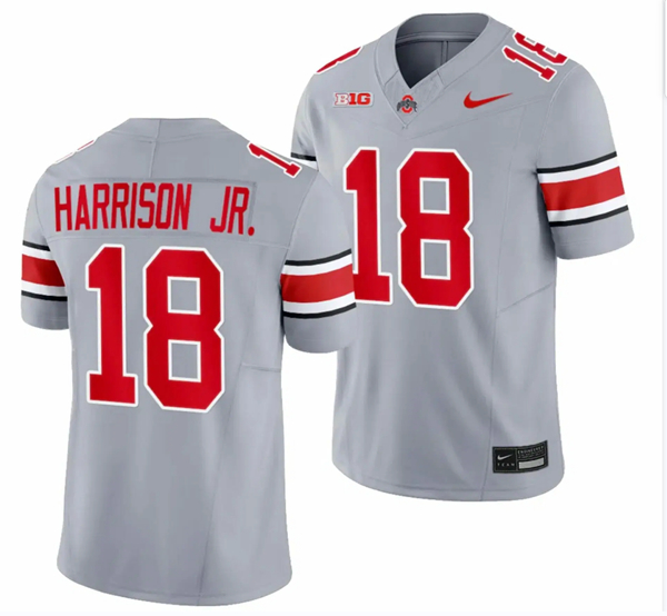 Men's OSU Buckeyes Marvin Harrison #18 game jersey Gray 2023 home