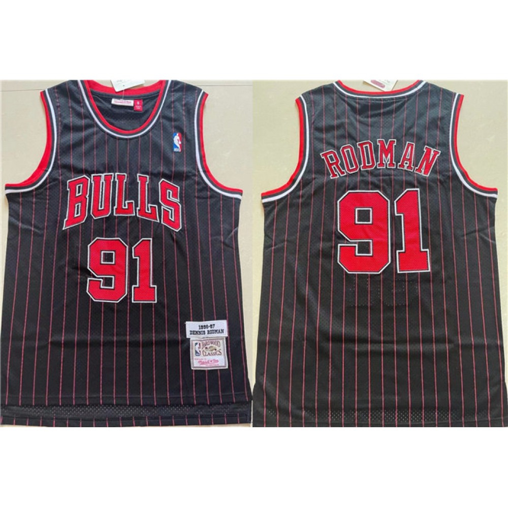 Durable Chicago Bulls 91 Jersey Black - Game Day Essential